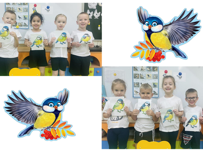 Воспитанники группы "Мальвина" с творческими работами